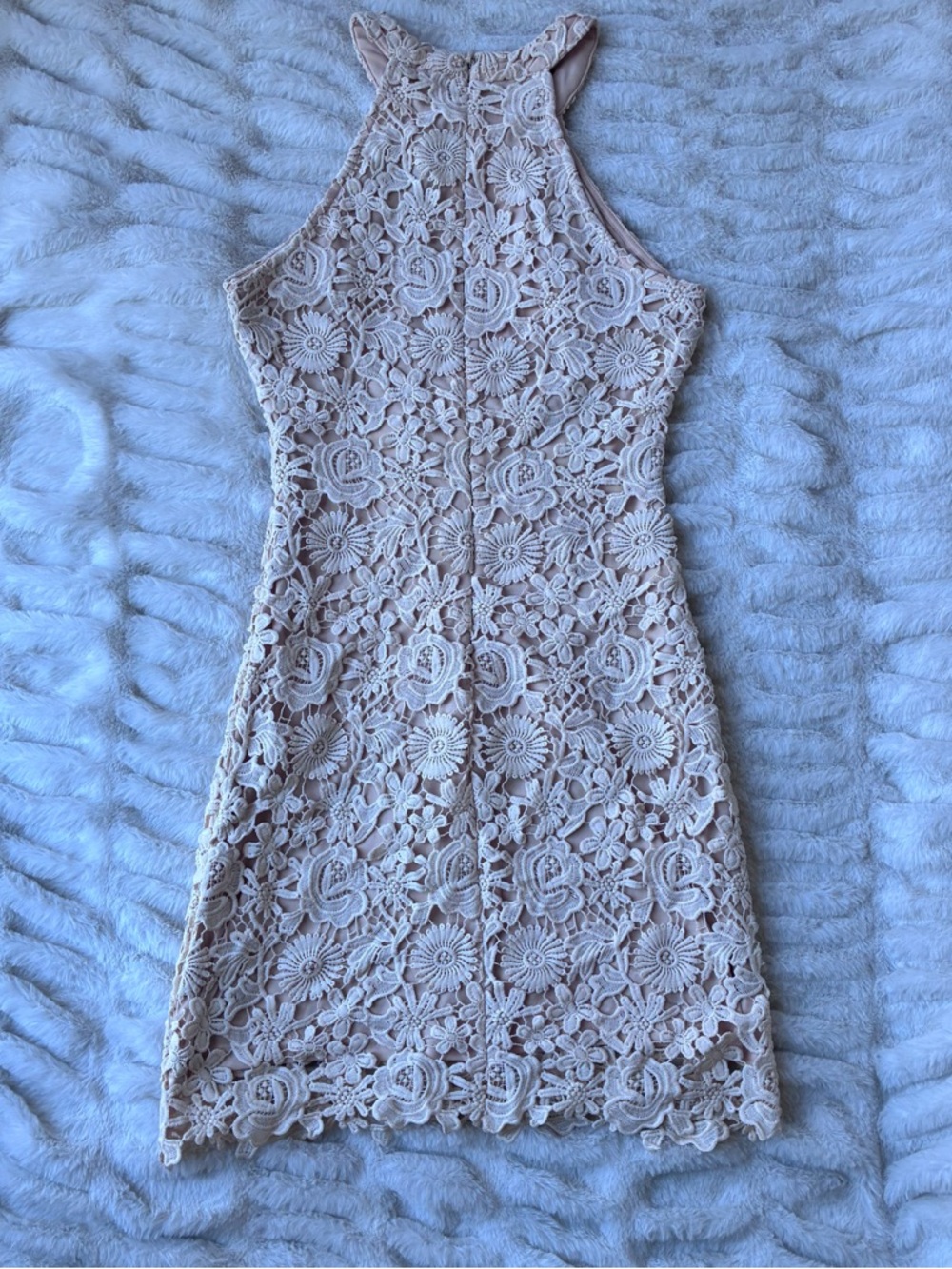 Lulu's Blush Pink “Love Poem” Lace Halter Mini Dress XS New - Picture 6 of 12